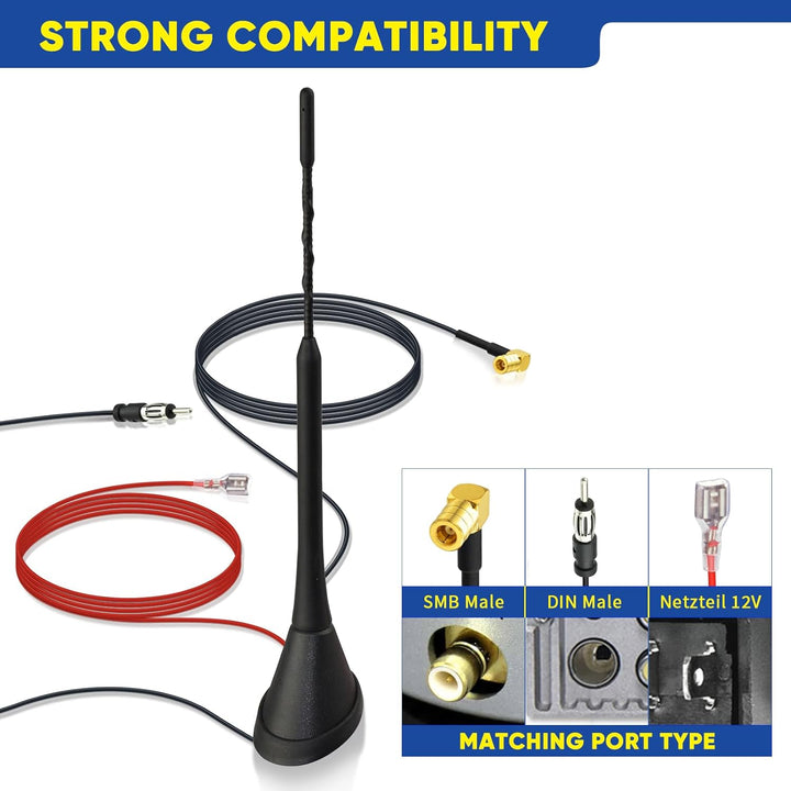Eightwood DAB Antenne Autoantenne Splitter Verstärker SMB auf DIN-Anschluss Universal Dach DAB Anten
