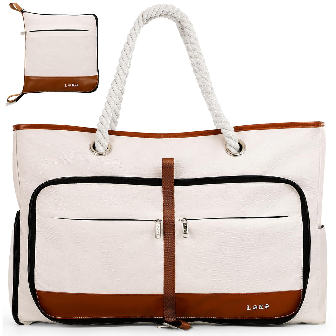 Lekespring Strandtasche Damen Gross mit Reissverschluss, Vielseitiger Damen Shopper Badetasche Sauna