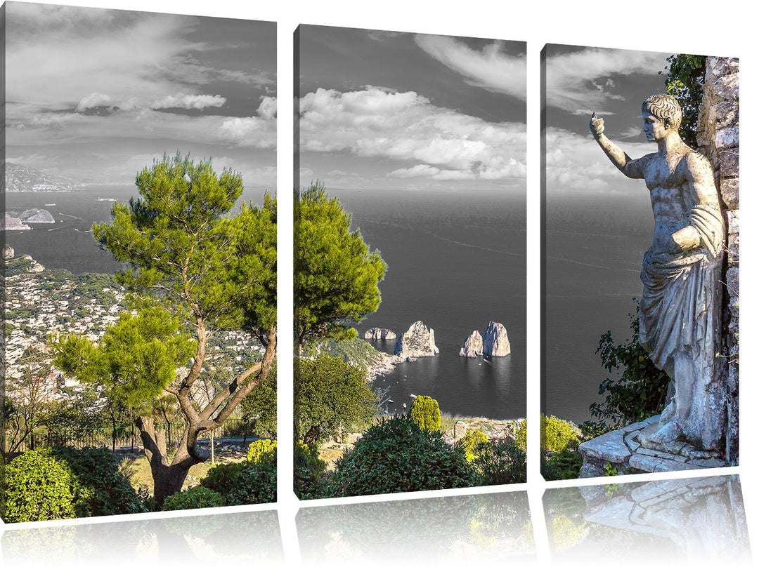 Pixxprint Insel Capri in Italien als Leinwandbild/Grösse: 3 Teilig (120x80 cm) cm/Wandbild/Kunstdruc