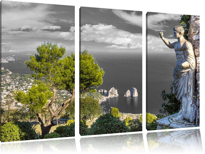 Pixxprint Insel Capri in Italien als Leinwandbild/Grösse: 3 Teilig (120x80 cm) cm/Wandbild/Kunstdruc