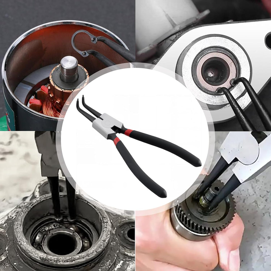 SINJEUN 8 Stück Sprengringzangen Set, Sprengringzange Gerade und Gebogen, Sicherungsringzange Set mi