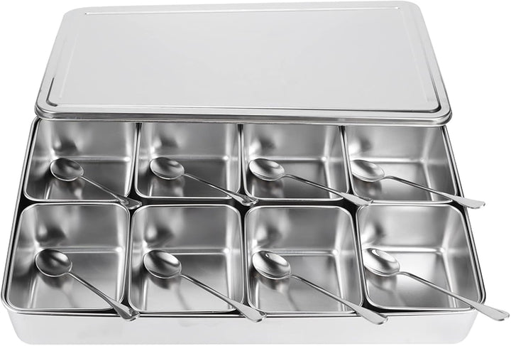 Gewürzbox, Gewürzbox aus Aluminiumlegierung Mit 8 Gittern, Gewürzbehälter, Gewürzglas, Küchenutensil