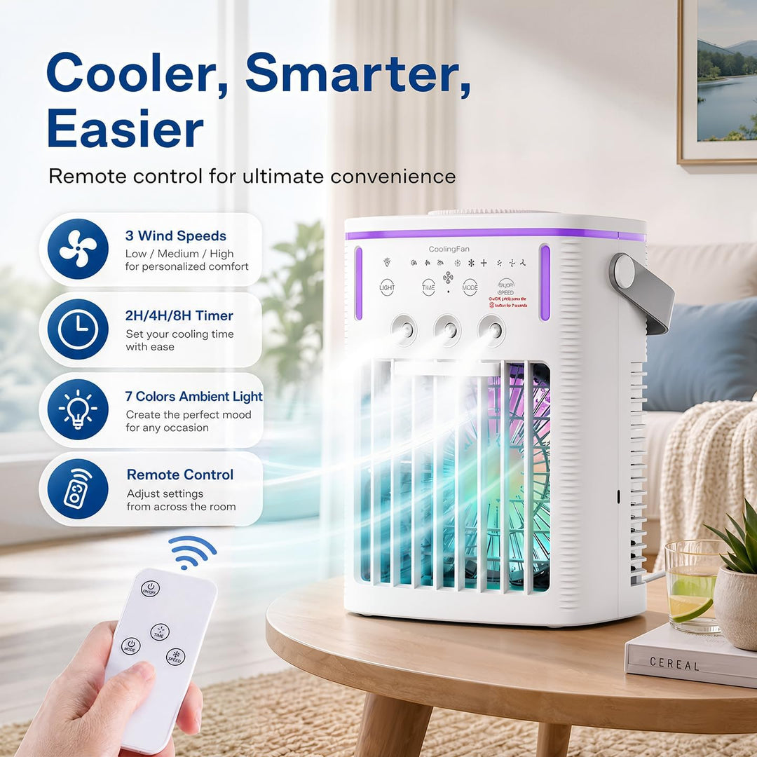 Klimaanlage Mobil,6 in 1 Mobiles Klimagerät,1000ml Mobile Klimaanlage mit Fernbedienung, 3 Geschwind