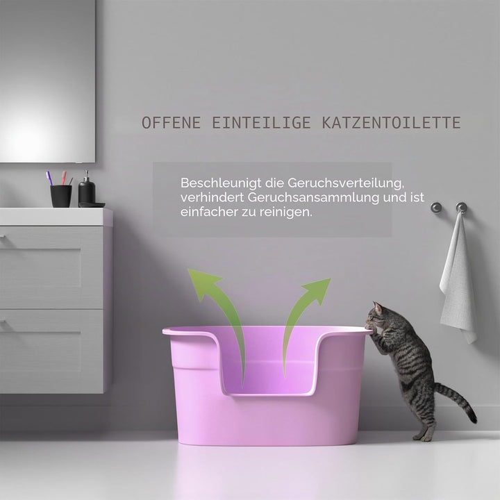 Katzenklo XXL, gross Katzentoilette hoher Rand Design für Kätzchen-Komfort, einfache Reinigung, gerä