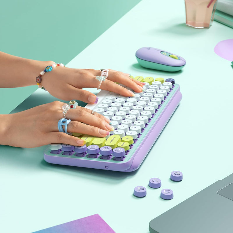 Logitech POP Keys Mechanische kabellose Tastatur mit anpassbaren Emoji-Tasten, US QWERTY-Layout - Gr