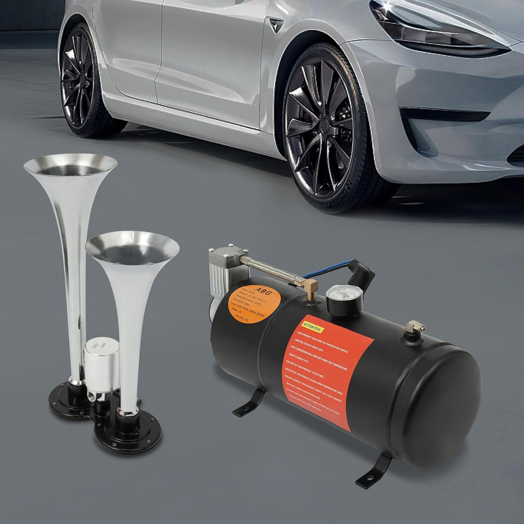 12V Luftkompressor Mit Tank, 150PSI Lufttank Kompressor Pumpe mit 2 Lufthörner für LKW SUV Car Truck