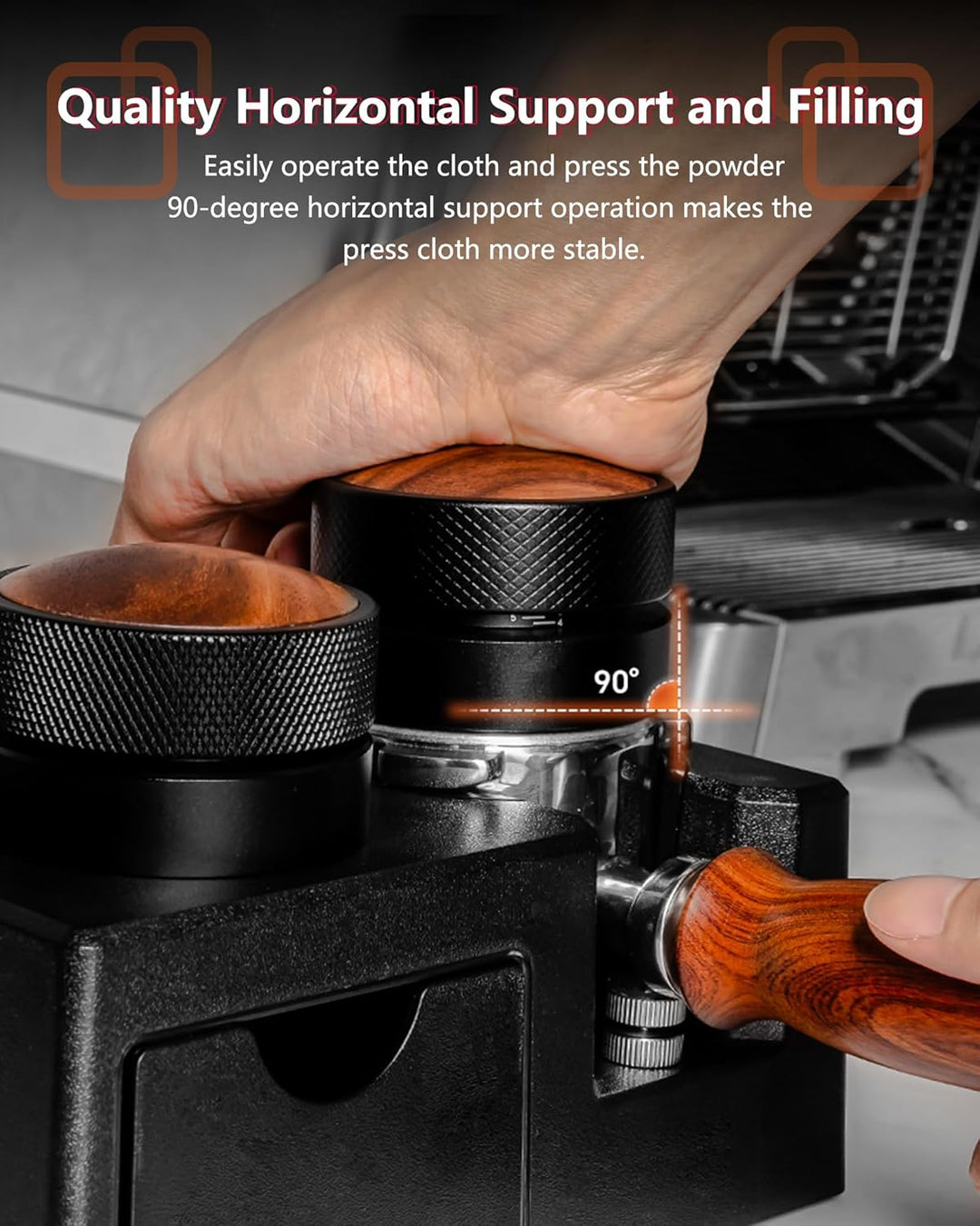Tamperstation für Barista (51-58mm) | Schwarz Tamper Station aus ABS | Einstellbar Coffee Tamping St
