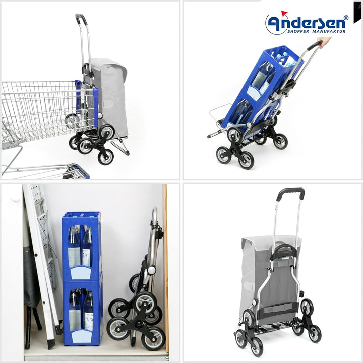 ANDERSEN Einkaufstrolley - Treppenst. Royal Sh. Senta 2.0 grau 49 L Einkaufswagen, stilvoll, wassera