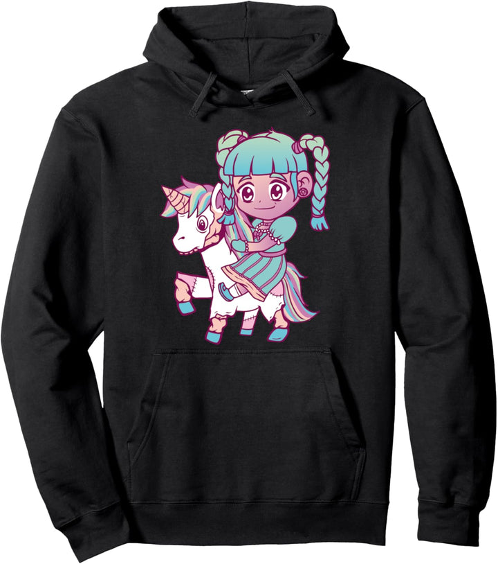 Anime Aesthetic Pastel Goth Mädchen Reiten Einhorn Geschenke Pullover Hoodie