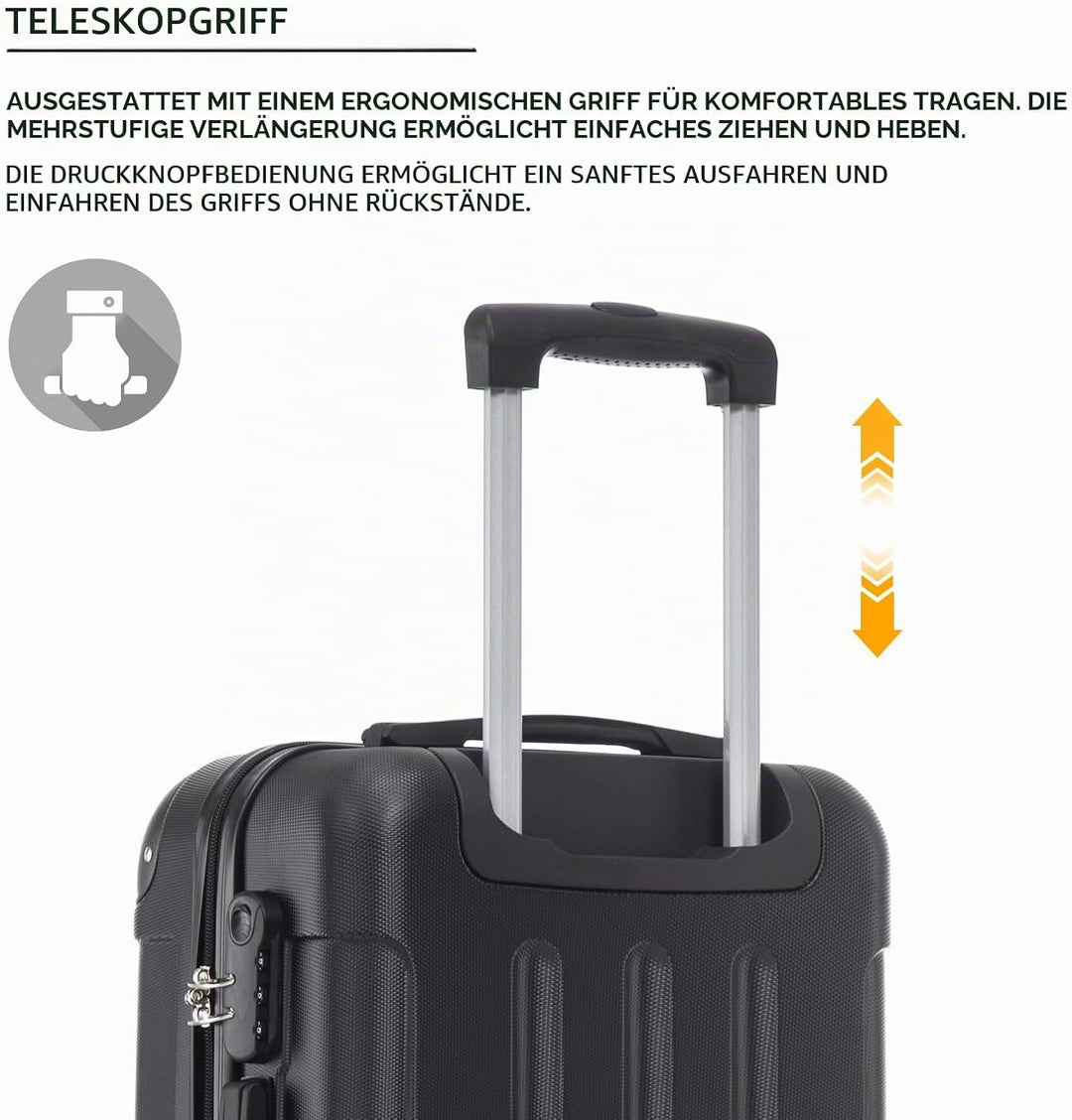 Trolley Koffer Suitcase, Reisekoffer, Rollkoffer Handgepäck, Hartschalenreisekoffer mit 4 Rollen 360