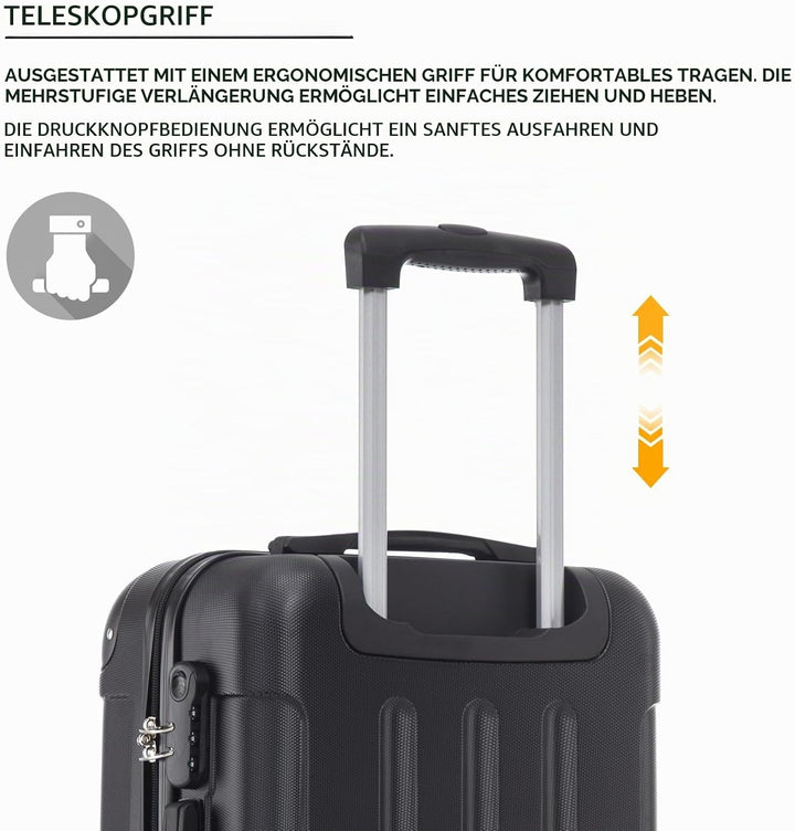 Trolley Koffer Suitcase, Reisekoffer, Rollkoffer Handgepäck, Hartschalenreisekoffer mit 4 Rollen 360