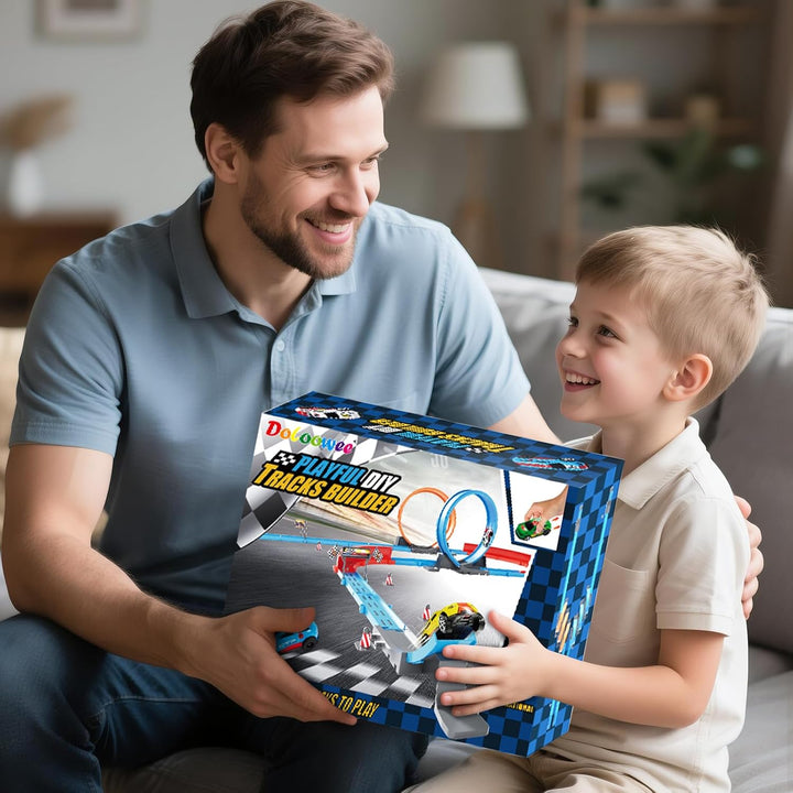 Doloowee DIY Track Builder Rennstreckenspielzeug für Jungen im Alter von 3 4 5 6 Jahren, Wettbewerbs