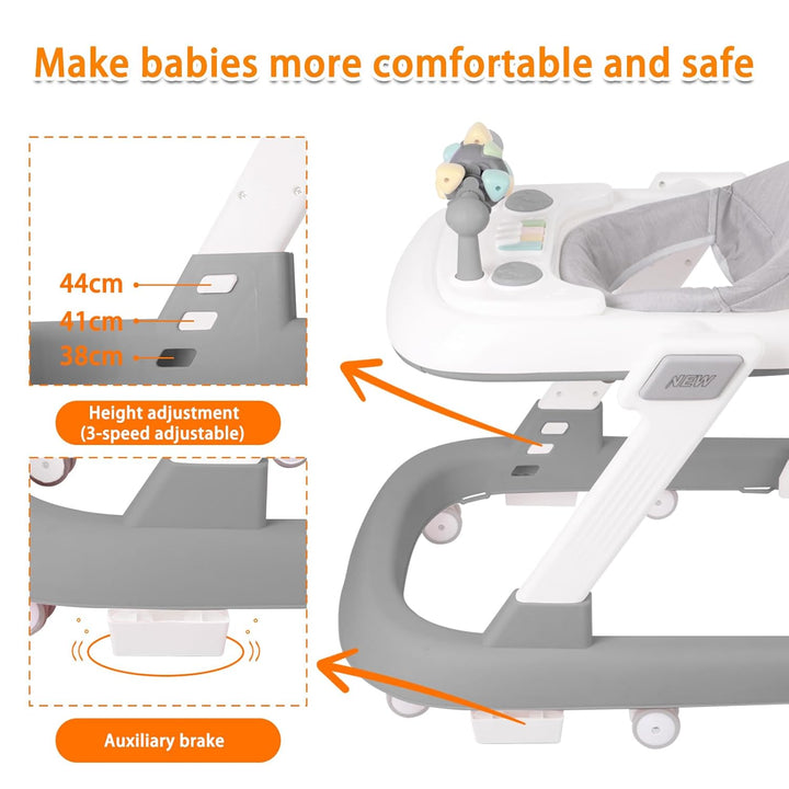 OHMG 4-in-1 Lauflernhilfe für Babys mit interaktivem Multiaktivitätstablett mit abnehmbarer Musik, h