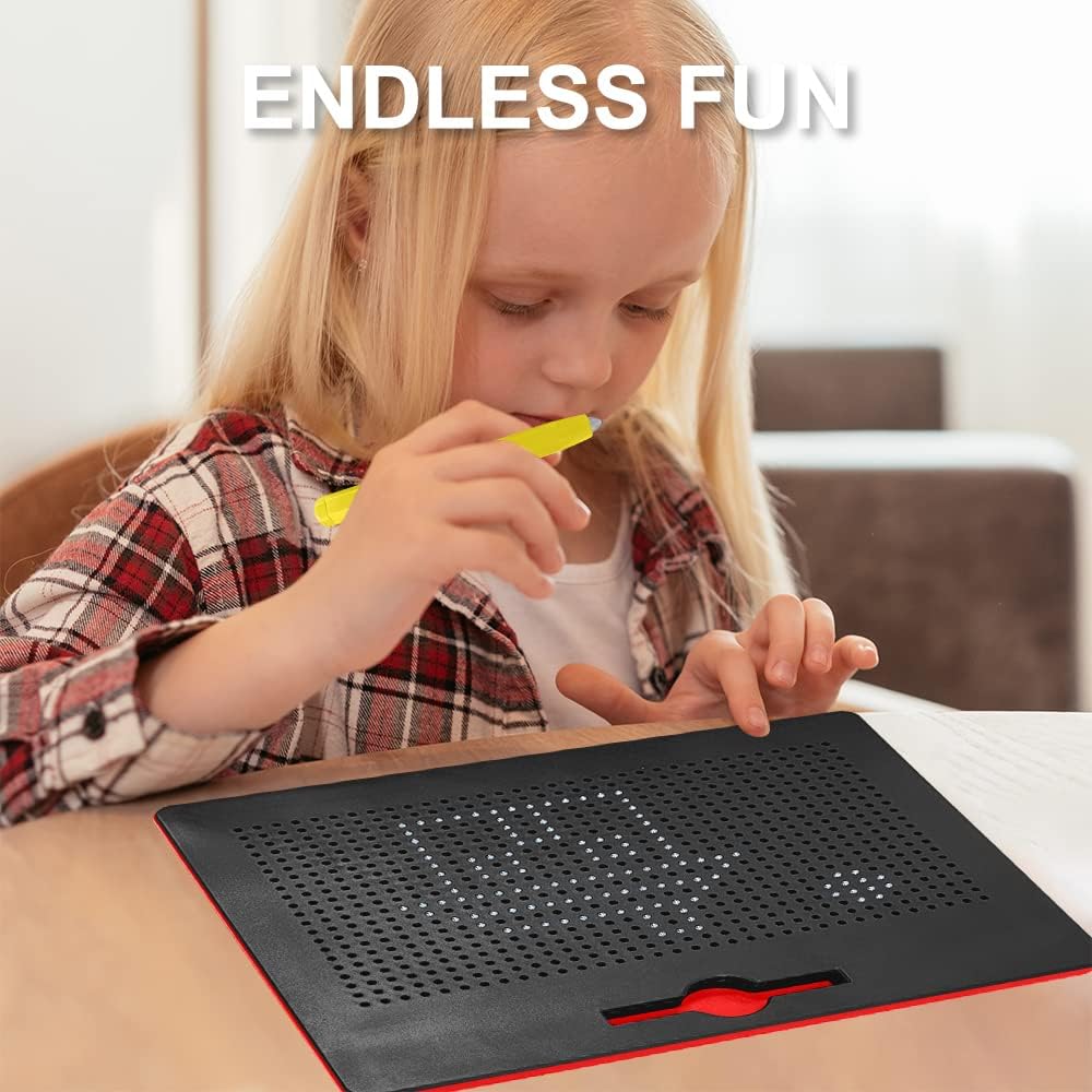 Zeichentafel Kinder, Zeichenbrett mit Magnetische Kugeln und Stift, Kinder Spielzeug Zeichnen Gesche