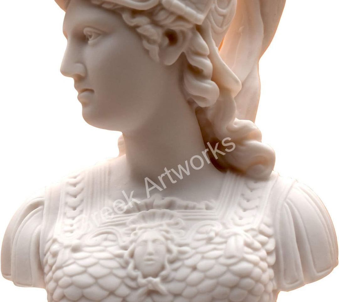 Athena Minerva Büste Kopf griechische römische Göttin gegossene Marmor-Skulptur 37 cm