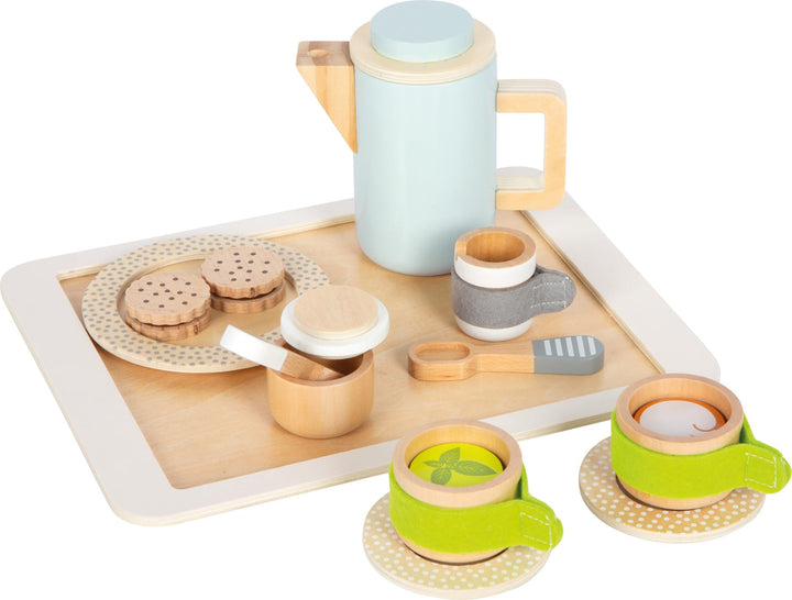 small Foot Kaffee und Tee Set Kinderküche aus Holz, 15-TLG. Küchenspielzeug, Rollenspiel für Kinder