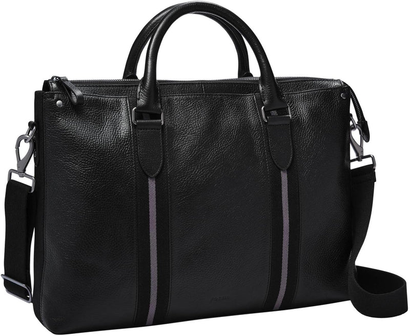 Fossil Herren Arbeitstasche Houston Leder 41,28 cm L x 9,53 cm B x 29,21 cm H Schwarz, Schwarz