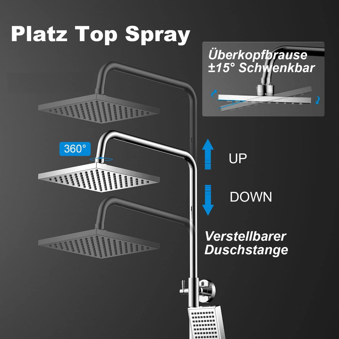 Duschset mit Armatur, Duschsystem mit Einhebelmischer Duscharmatur,Verstellbare Duschstange und Ecki