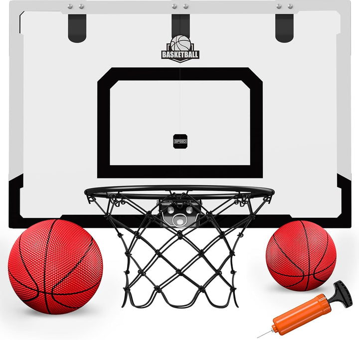 HYES Basketballkorb für Erwachsener Kinder Zimmer Basketball Set mit 2 Ball Pumpe Indoor Outdoor Spo