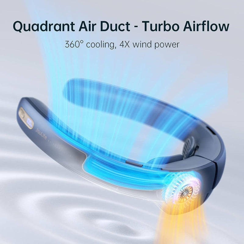 JISULIFE Tragbarer Halsventilator Pro, 100 Geschwindigkeiten, blattloser Ventilator, tragbarer Venti