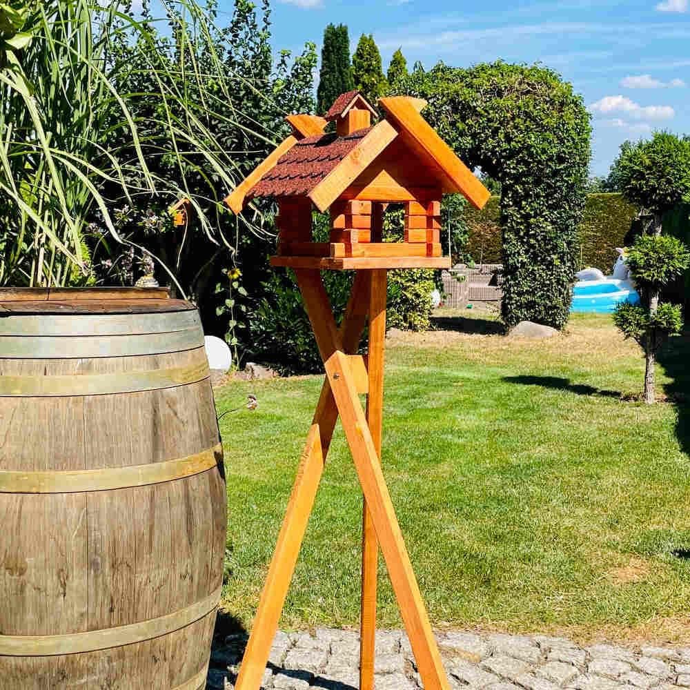 Rechteckiges Vogelhaus M - XL wetterfest aus Holz Vogel Futterstelle Haus mit und ohne Ständer (Grös