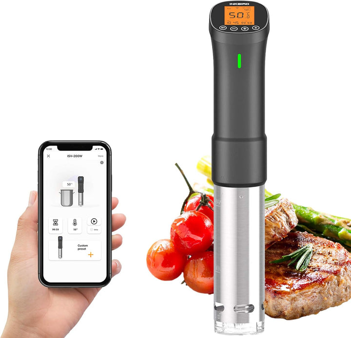 Inkbird Sous Vide Stick 1000 Watt,ISV-200W Sous Vide Garer App-Steuerung,360° Zirkulation,0℃-90℃ Tem