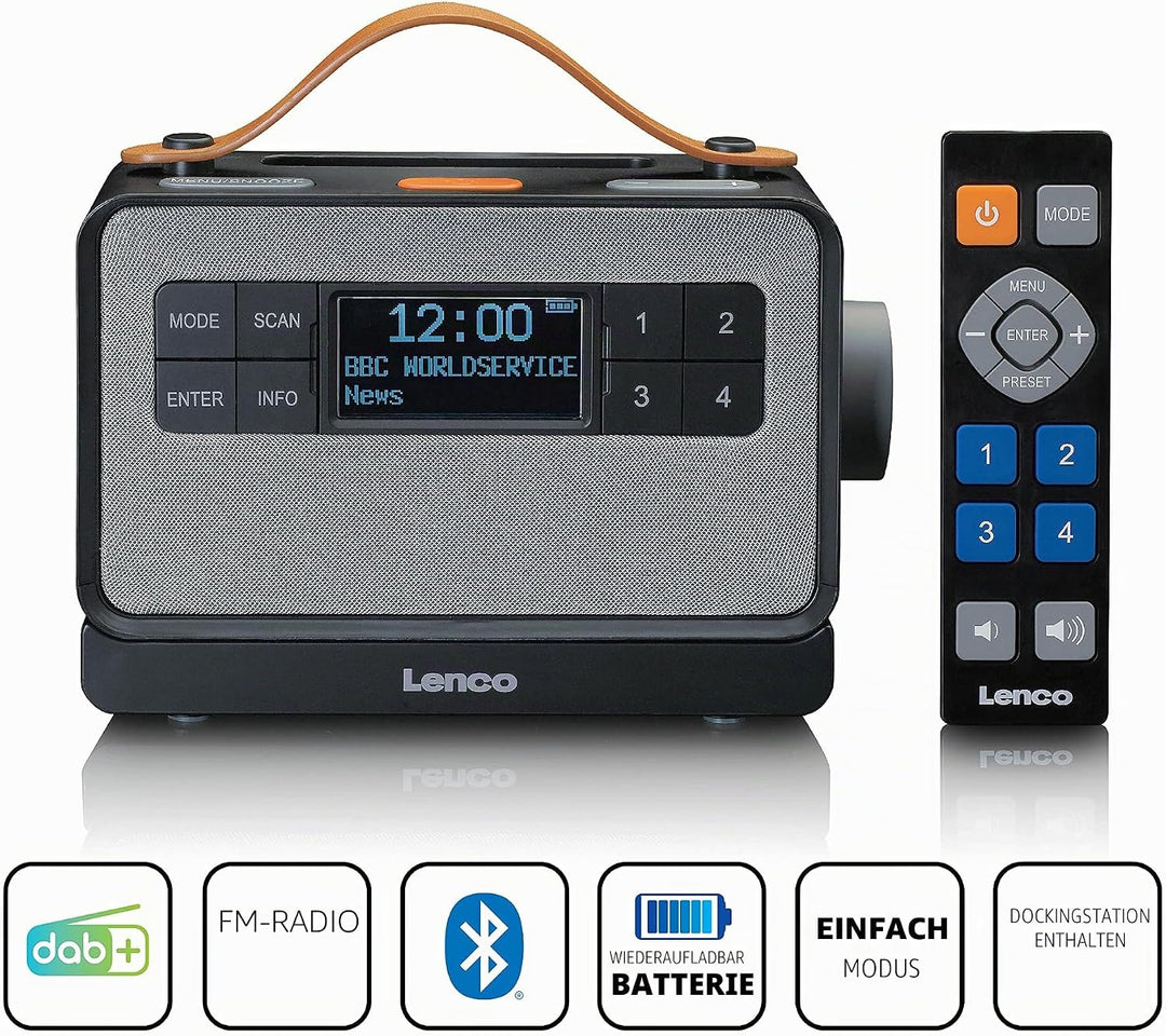 Lenco PDR-065 Demenz und Alzheimers tragbares DAB+ Radio - Bluetooth - FM Radio - einfacher und norm