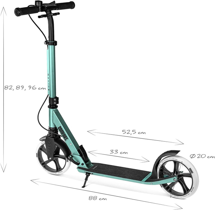 Movino Comfort+ City Scooter | Handbremse | Klappbar und Höhenverstellbar | Aluminium Roller mit Sto