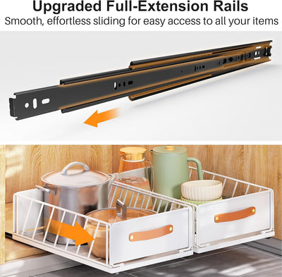 Kitstorack Teleskopschublade, Ausziehbare Schublade für Kabinett Metall Slide Out Organizer Mit Grif