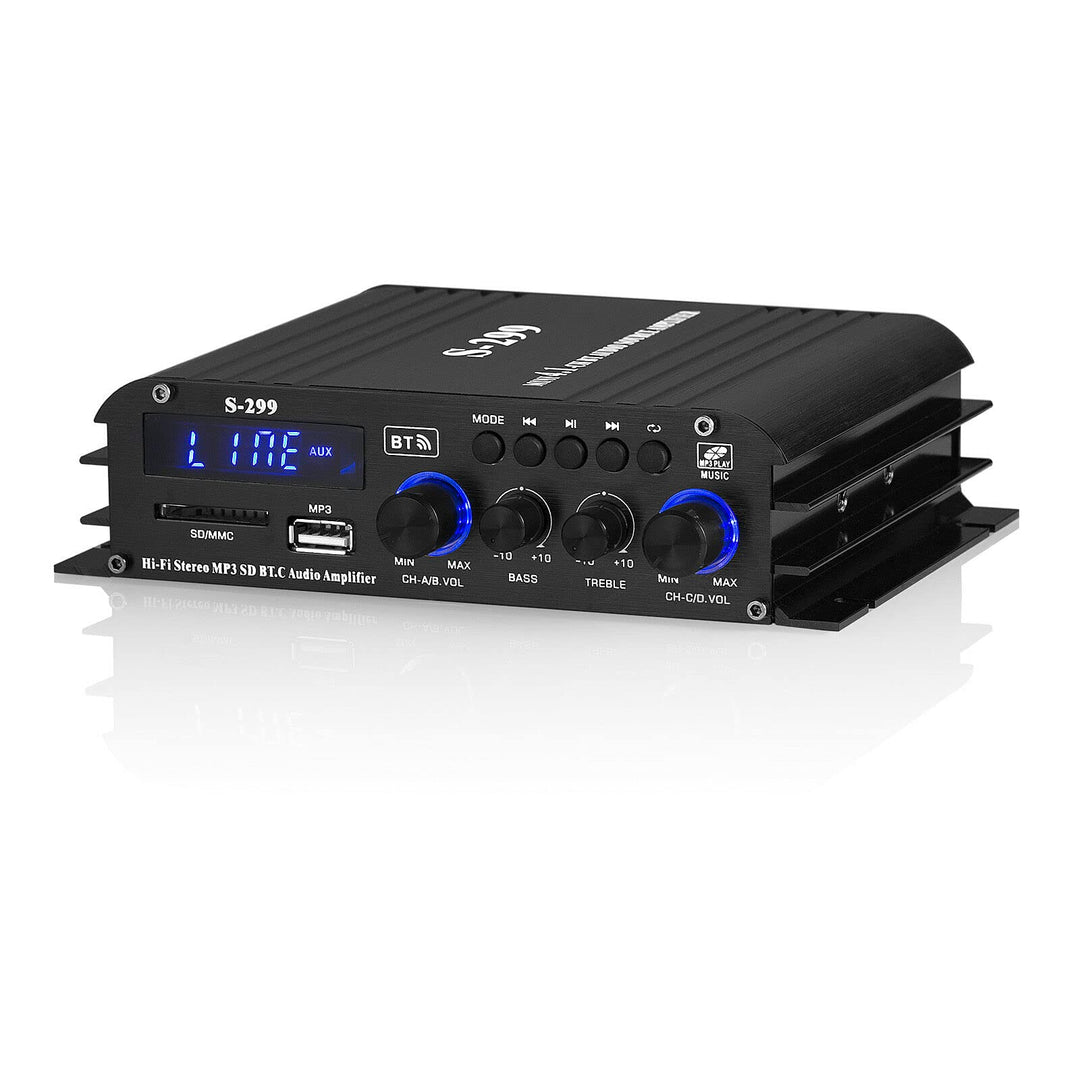 HiFi 4.0-Kanal Verstärker Bluetooth Digital Leistungsverstärker für Heim/Auto Bass Audioverstärker A