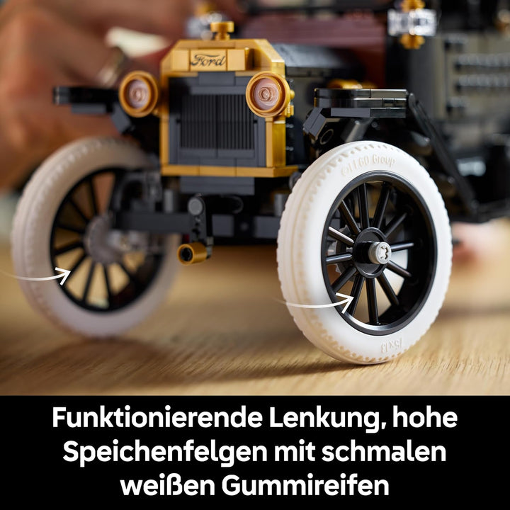 LEGO Icons Ford Model T - Retro Auto Modellbau für Erwachsene - Sammler Ausstellungsset mit Stofffal