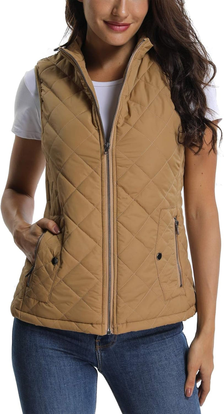 MISS MOLY Damen Weste mit Stehkragen Weste Jacke Winter Warm Ultraleicht Kamel 34, Kamel 34