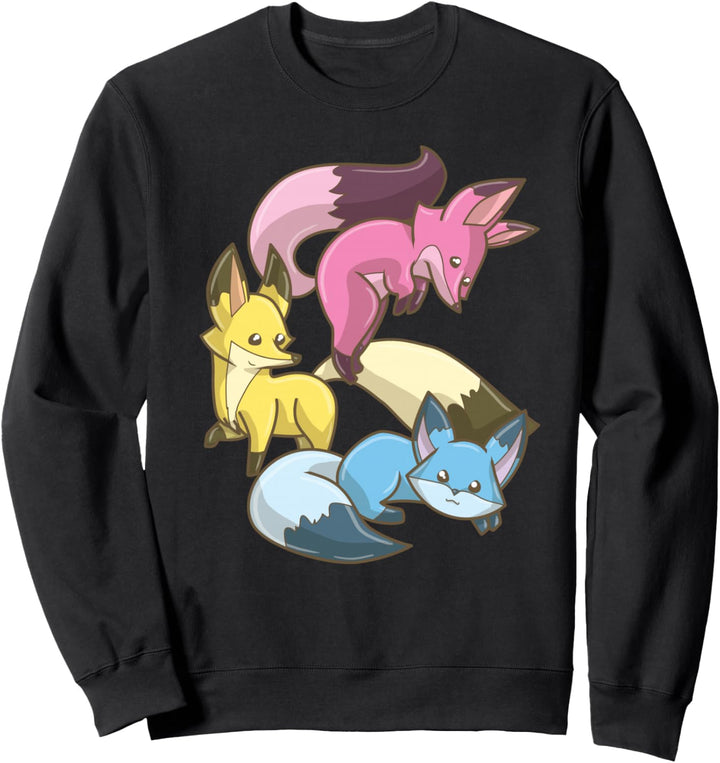 Pansexual Fox Kawaii Pastel Goth Anime Art Subtle Pan Pride Sweatshirt