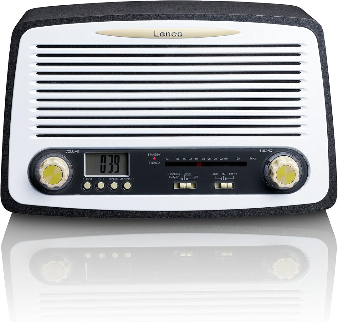 Lenco Retro-Radio SR-02 Vintage Stereo mit UKW Tuner, LCD-Display und Weckfunktion (Holzgehäuse, AUX