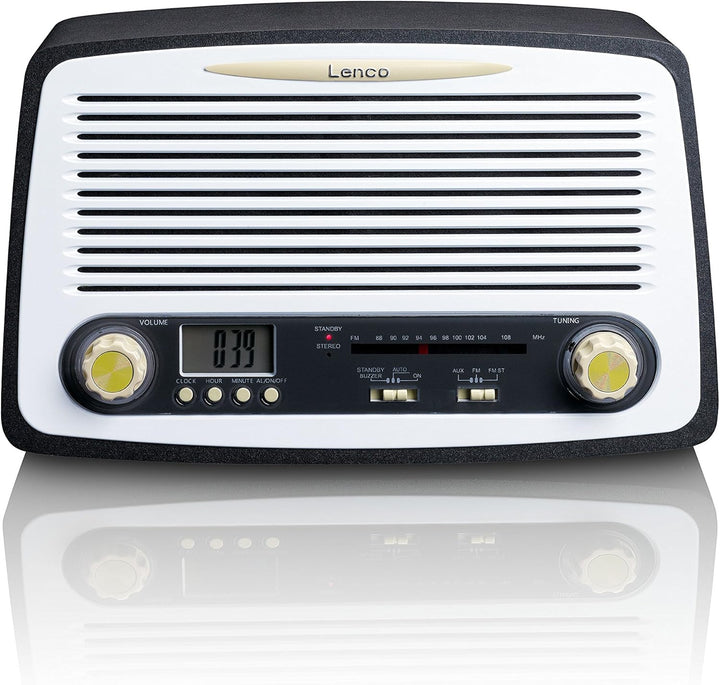 Lenco Retro-Radio SR-02 Vintage Stereo mit UKW Tuner, LCD-Display und Weckfunktion (Holzgehäuse, AUX