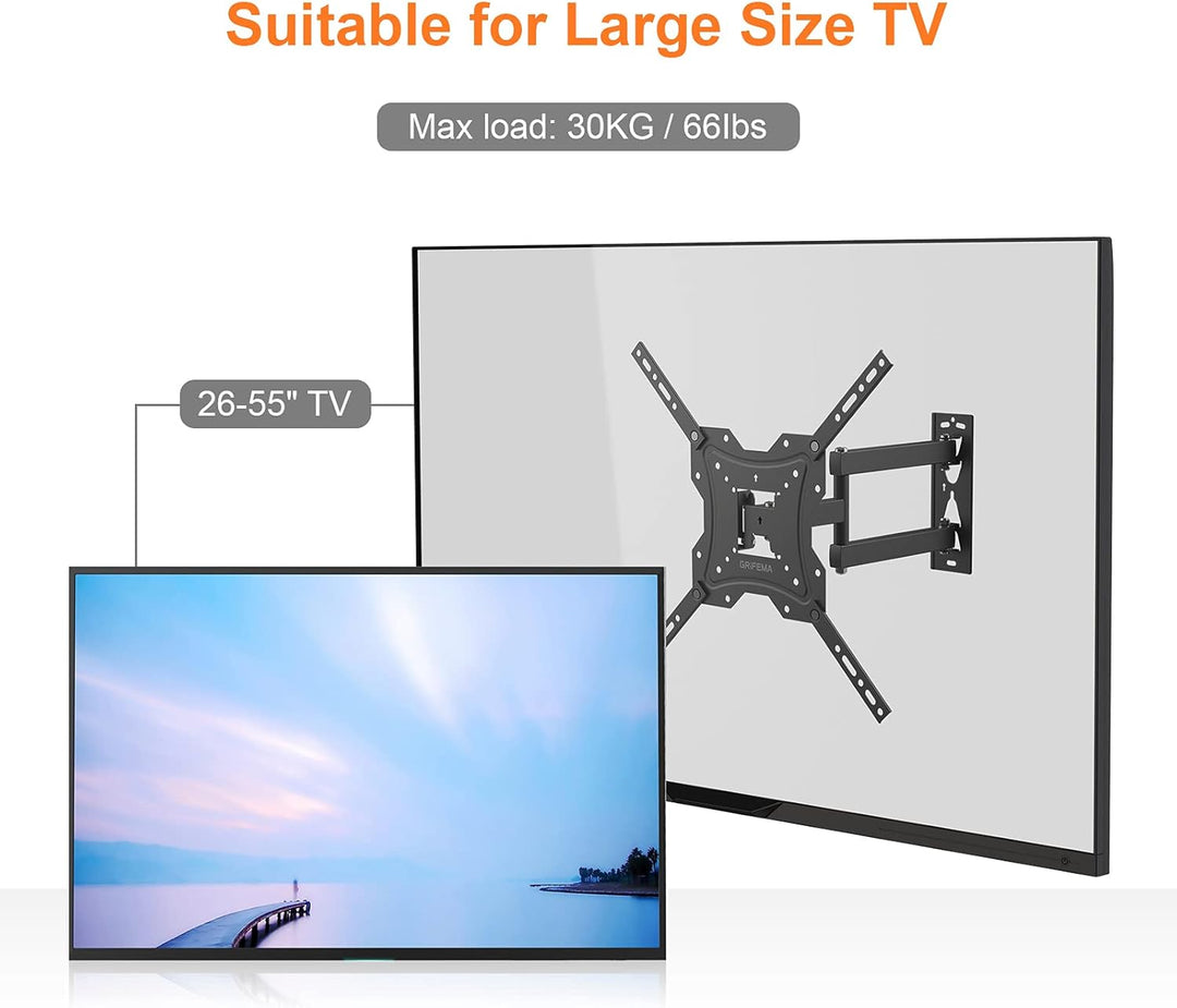 GRIFEMA TV Wandhalterung für 26-55 Zoll Bildschirme, Schwenkbare Neigbare und Ausziehbar TV Mount fü