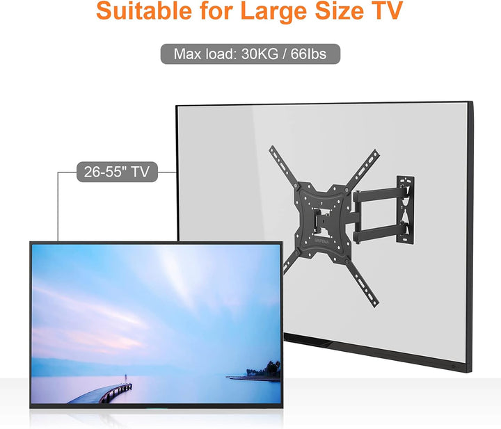 GRIFEMA TV Wandhalterung für 26-55 Zoll Bildschirme, Schwenkbare Neigbare und Ausziehbar TV Mount fü