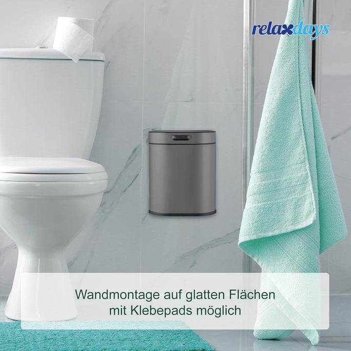 Relaxdays Mülleimer Wandmontage, 5 Liter, Einhängen oder Kleben, Inneneimer, Küchenabfalleimer, Badm