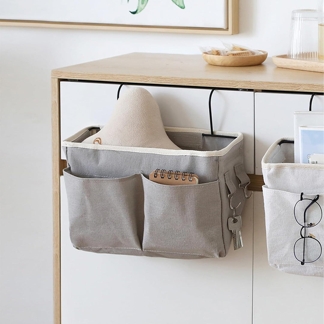 Disnace 2Pcs Betttasche Bett Organizer Hängetasche Aufbewahrungstasche, Hängetasche Faltbares Leinen