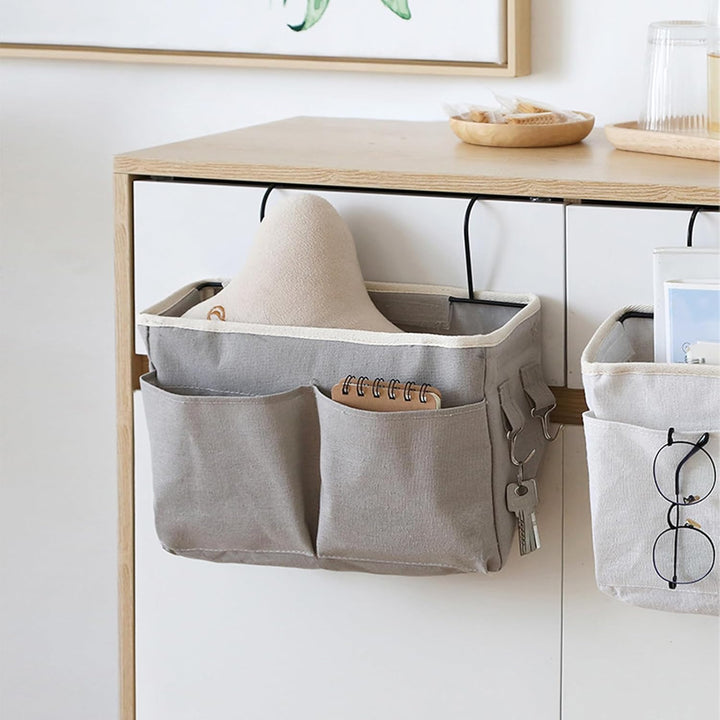 Disnace 2Pcs Betttasche Bett Organizer Hängetasche Aufbewahrungstasche, Hängetasche Faltbares Leinen
