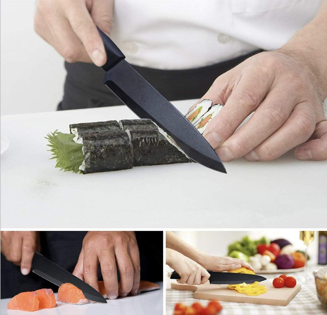 Wolf War Keramikmesser Set mit Schutzhülle, Küchenmesser Set mit 1 gezahnt Brot Knife, 1 Kochmesser