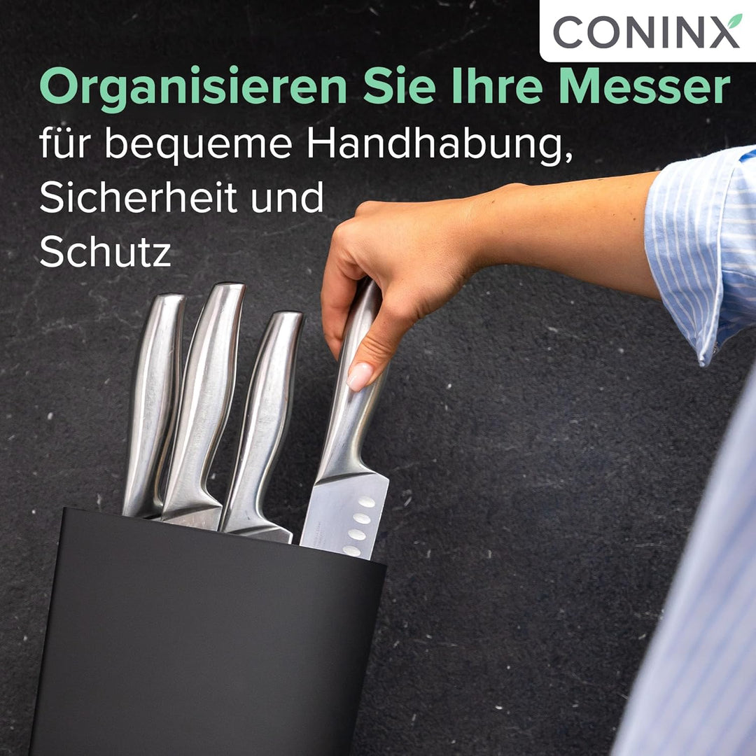 Coninx Messerblock ohne Messer Schwarz - Moderner Messerblock mit flexiblen Lamellen - Universal Mes