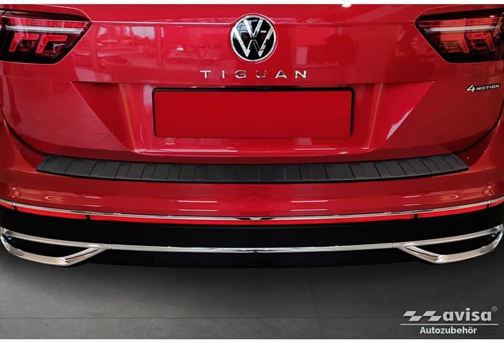 Avisa Matt-Schwarz Edelstahl Heckstossstangenschutz kompatibel mit Volkswagen Tiguan II / Allspace i