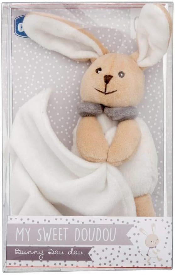 Chicco Häschchen Dou Dou Spielzeug, Schnuffeltuch Hase, weiches Velours Kaninchen geformt Puppet, Sc