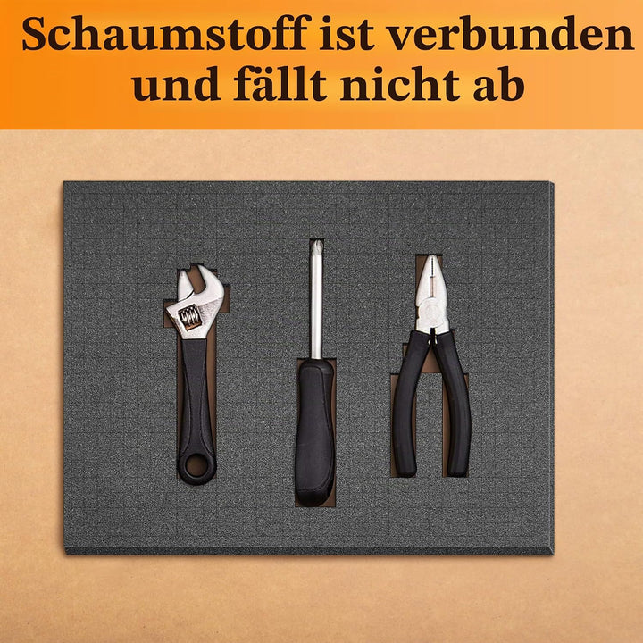 Rasterschaumstoff Würfelschaum -4 Stück 300 x 300 x 2.5 mm/4 Stück 300 x 300 x 10mm- Werkzeugkoffer
