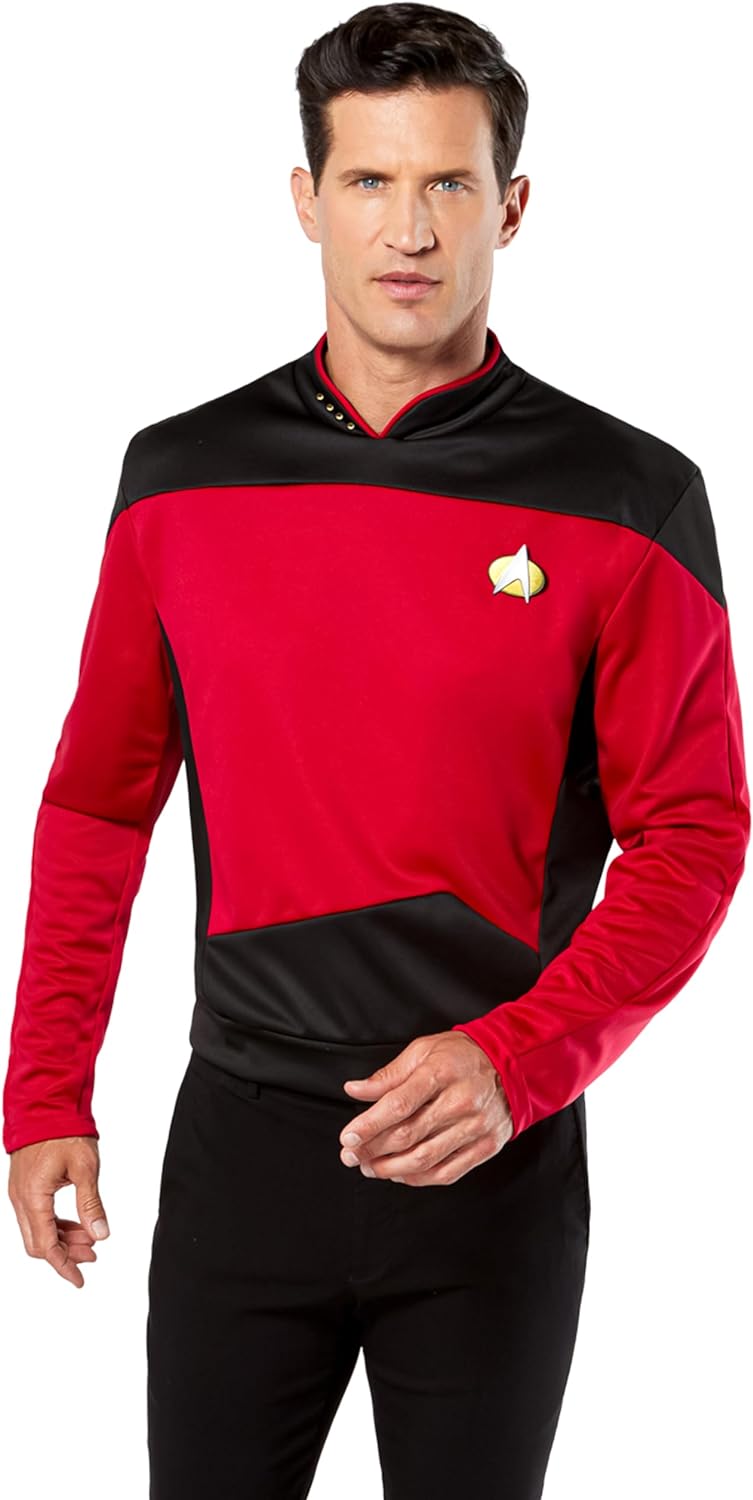 Deluxe Star Trek The next Generation Kostüm Uniform rot rote Trekkiuniform Trekki mit Rangabzeichen