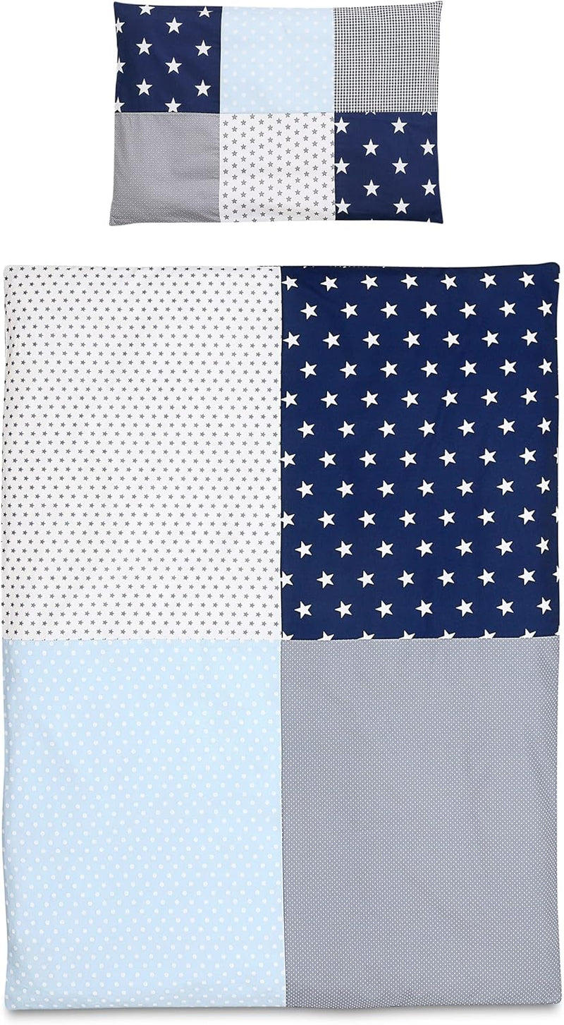 ULLENBOOM Kinderbettwäsche 100x135 cm - 100% OEKO-TEX Baumwolle - Blau Hellblau Grau - Kinder Bettwä