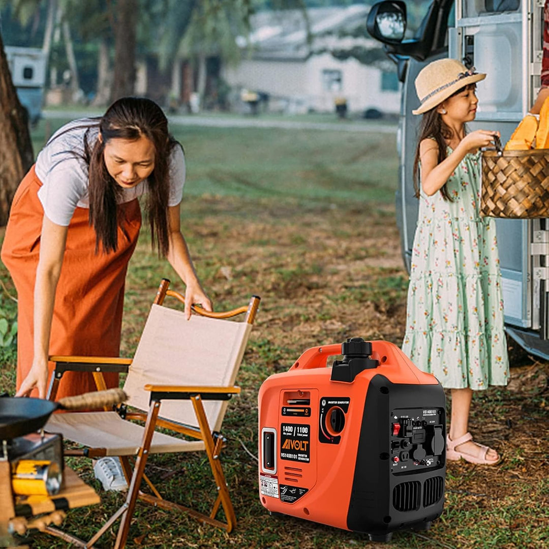 AIVOLT Inverter Stromerzeuger 1400 Watt Notstromaggregat Benzin leise Stromaggregat für Campen, Fest