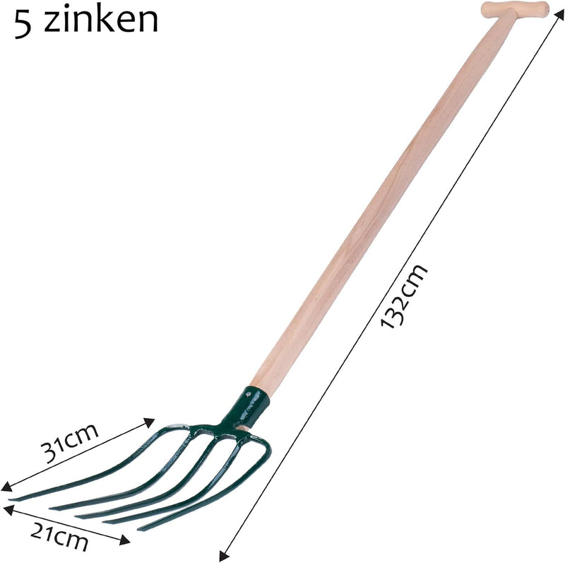 KADAX Heugabel, Forke, Spatengabel, Grabegabel, Mistgabel, Gabel für Garten, Drahtgabel mit Holzstie