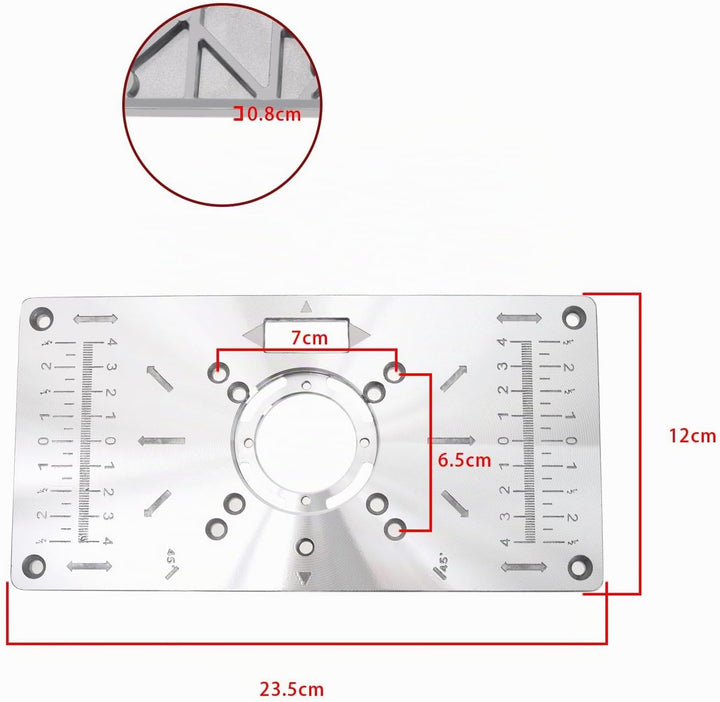 Create idea Oberfräsen Tisch Einsatzplatte, Kompatibel mit Makita-Oberfräsen, Trimmmaschine aus Alum